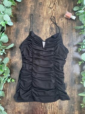 No Boundaries Black Ruched Spaghetti Strap Cami
